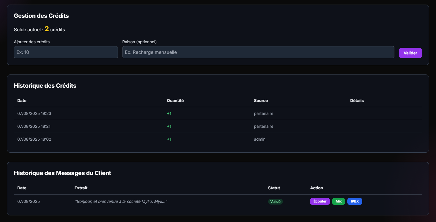 Aperçu de l'interface partenaire 3
