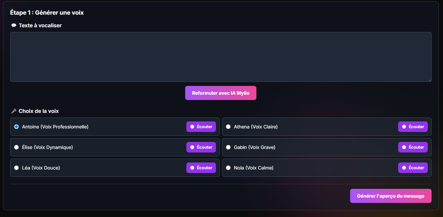 Aperçu de l'interface client 3